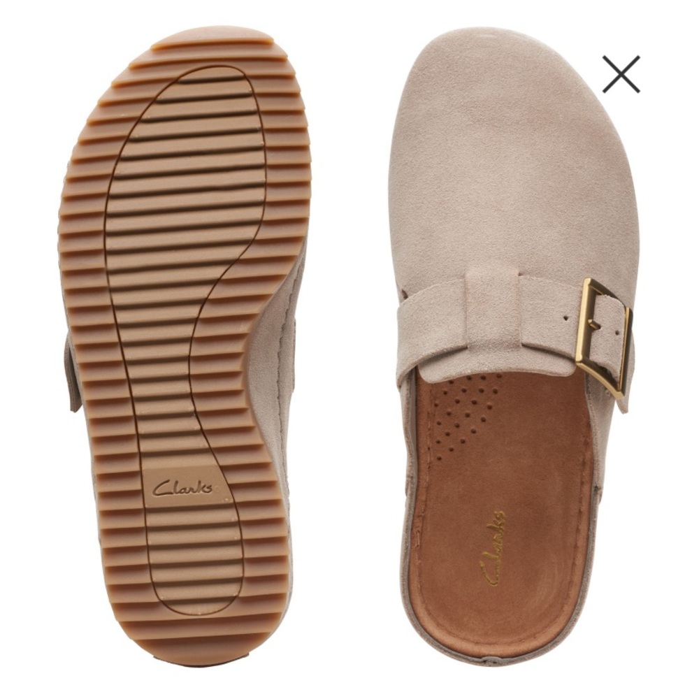 Clarks mule sand suede